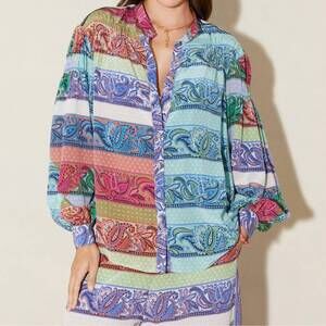 NEW BOTEH marseille silk smock shirt in multicolor